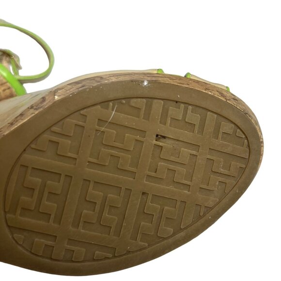 Tommy Hilfiger Wedge Sandals Shoes Womens Size 8 M Tan Green Cork - Picture 11 of 15